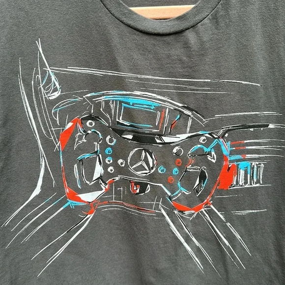 Team TGM Gray Red &Teal Car Graphic Tshirt-Mens Size Medium - Picture 3 of 6